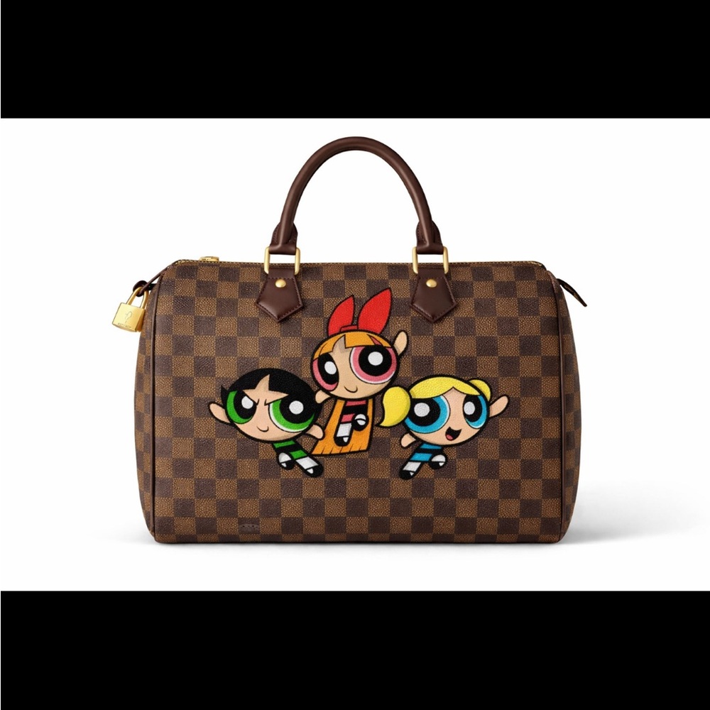 Louis Vuitton Brown Damier Speedy with Powerpuff Girls Graphic